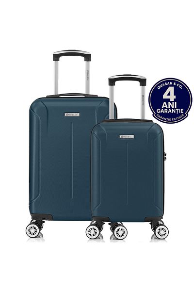 Quasar & Co. Set of 2 trolleys 40x30x20cm removable wheels/55x36x20cm, hand luggage trolley, ABS, Smart, petrol blue
