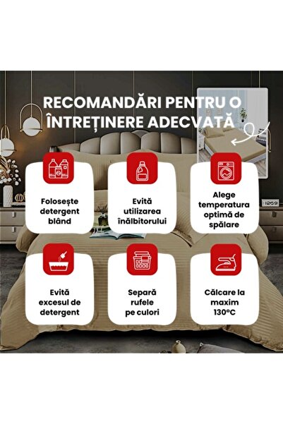 PATONE Damask Polycotton Bed Linen, 6 pieces, fitted sheet, cappuccino