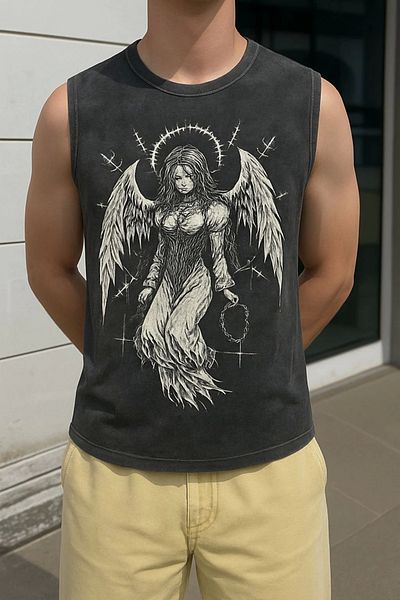 1blood Angel Melek Printed Unisex Oversize Washable Undershirt