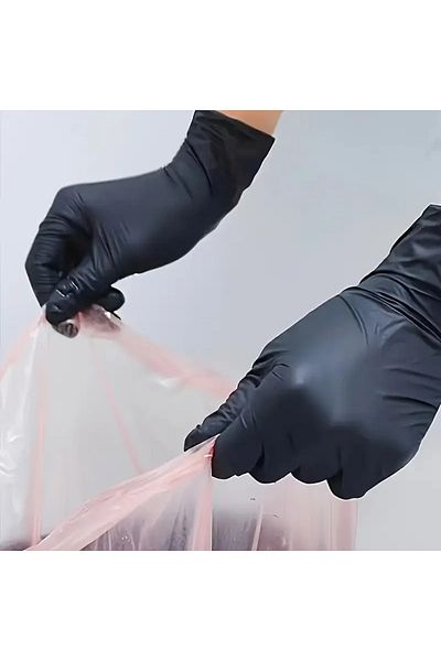 MG HOME 100 Pcs m Size Black Multipurpose Food Grade Black Nitrile Powder Free Gloves
