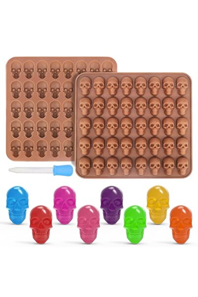 Generic قوالب حلوى سيليكون على شكل جمجمة من جومي، عبوة من قطعتين من قوالب الش...