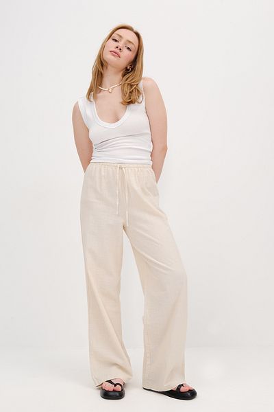 Addax Wide Leg Pants with Tie Waist Pn17449
