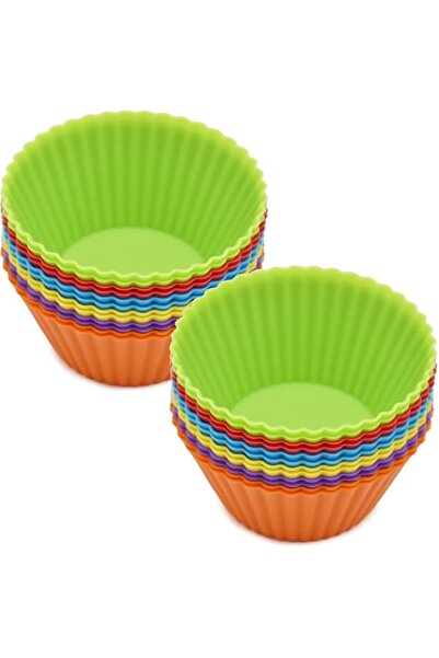 Generic 24 قطعة من أكواب المافن وأكواب الخبز المصنوعة من السيليكون للكب كيك و...