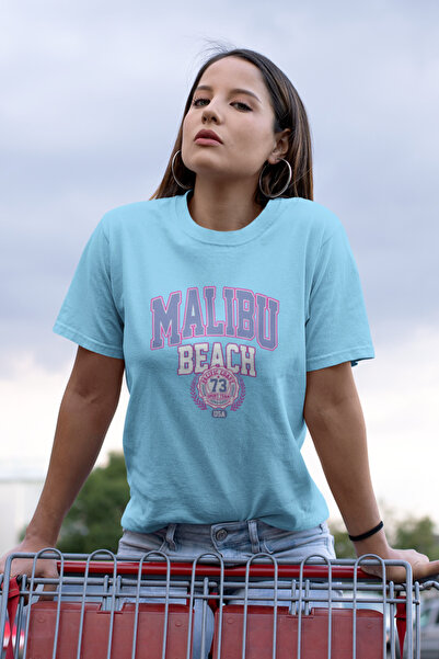 Butik Malıbu Beach Printed / Γυναικείο πολύχρωμο T-Shirt 100% Βαμβάκι Κανονικ...