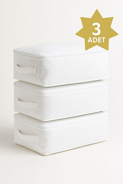 YELLOW STARY HOME DECOR (3 Pcs)White Sofa Bed & Bed Base Type Pillow Quilt Storage Bag-Bed Base Organizer 65X45X22 cm