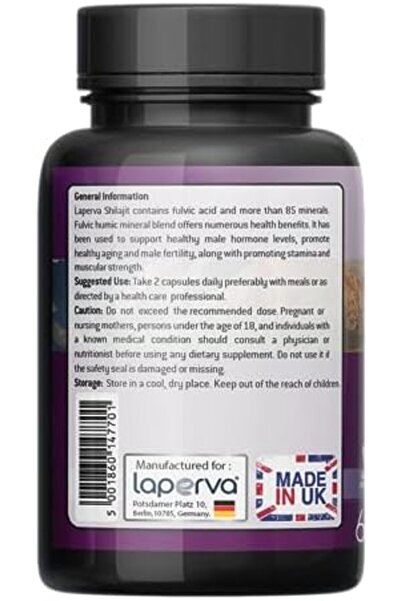 Laperva Shilajit Vegan Supplement - Pure Shilajit Capsules Formulated with 5% Fulvic Acid - 500mg Au