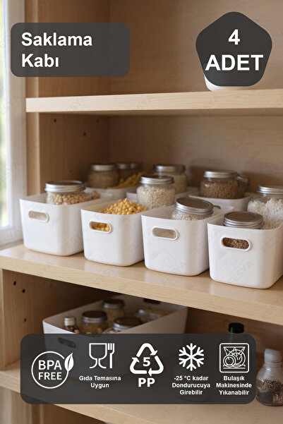 Fesya Home 4 Pcs Storage Container Organizer Organizer White Color Plastic Multipurpose Organizer