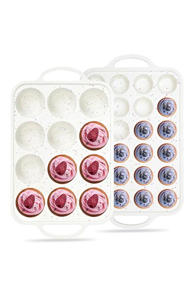 Generic Tazweeq 2 Pcs Regular 12 Cup and Mini 24 Cup Nonstick Cupcake Pan Set...
