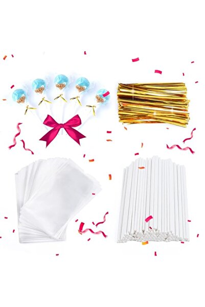 Generic 300Pcs Cake Pop Sticks and Wrappers Kit, Including 100ct 6-inch Paper...
