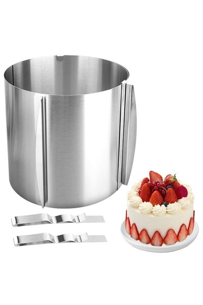 Generic حلقة كيك CTDMJ قابلة للتعديل من 16 إلى 30 سم حلقة موس تلسكوبية قالب م...