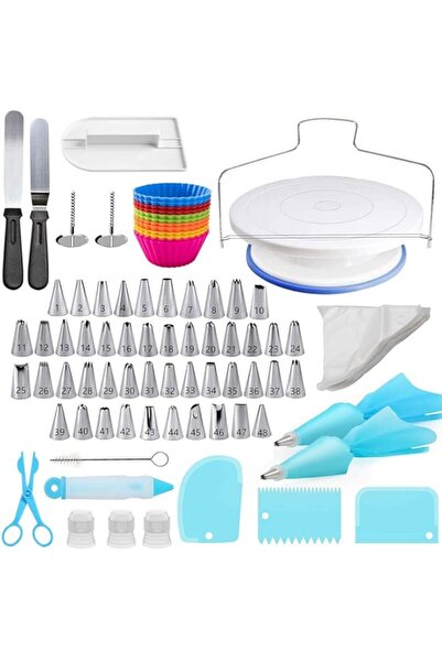 Generic مجموعة تزيين الكيك من بريمفاي، 107 قطعة من لوازم الخبز مع صينية كيك د...