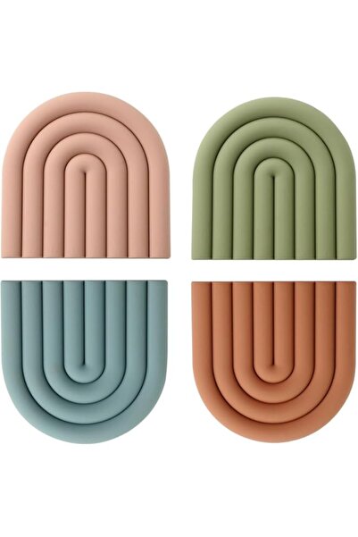 Generic مجموعة من 4 قطع من سجادات حامل الأواني المصنوعة من السيليكون من BIGTH...