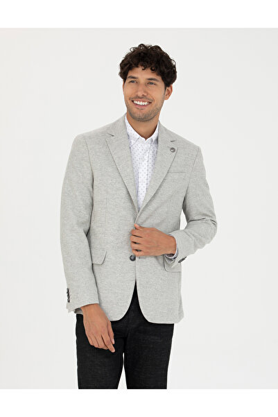 Pierre Cardin Açık Gri Yün Karışımlı Slim Fit Ceket 50273166-VR001