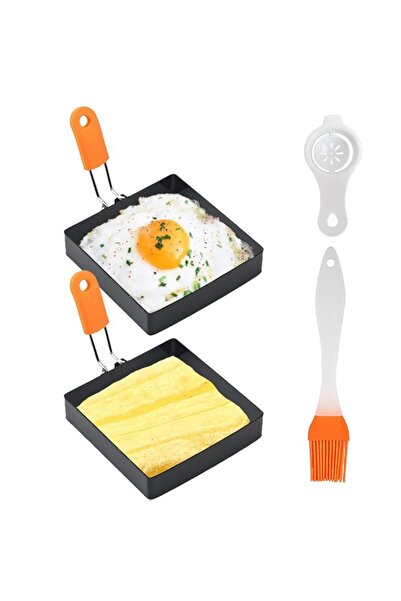 Generic حلقات بيض مربعة لقلي البيض، قطعتان من حلقات طهي فطائر البيض مقاس 4 بو...