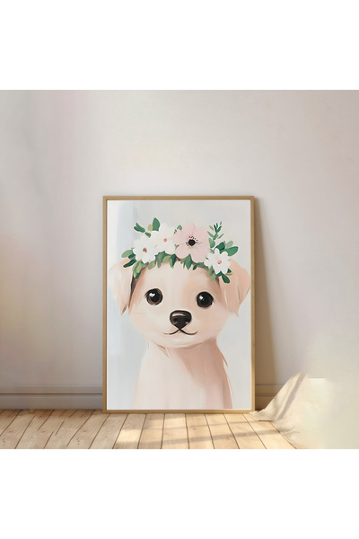 Dekorsiahome Pictură pentru cameră pentru copii cu rame din lemn dintr-o sing...