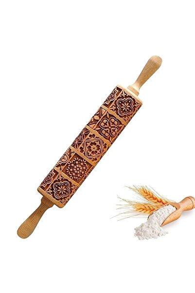 Generic JICUICUI دبوس خشبي للعجين، دبوس عجين منقوش ثلاثي الأبعاد، ملحقات خبز ...