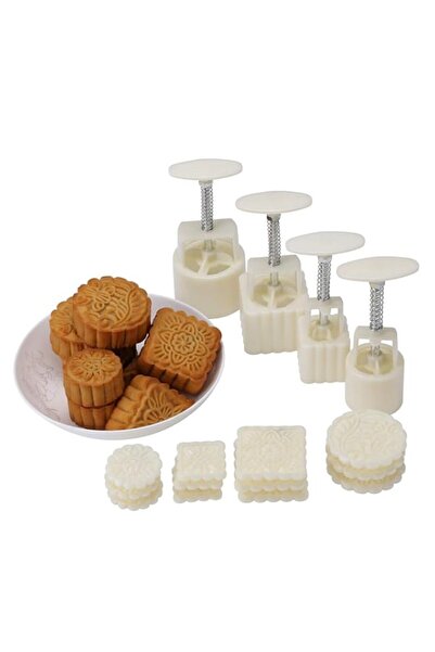 Generic قالب كعكة القمر المضغوط يدويًا لمهرجان منتصف الخريف مع 12 قطعة بنمط ع...