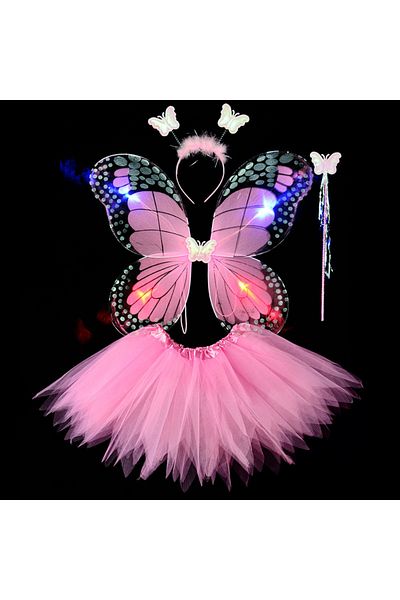 Toybox Dress Up Wings, Girls Fairy Costume Fancy Dress Up Butterfly Costume Sets(Purple)