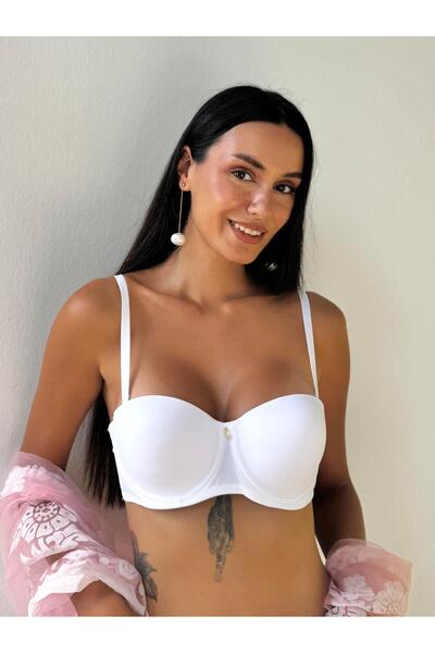 Cansoy Λευκό σουτιέν χωρίς στράπλες σιλικόνης (727)