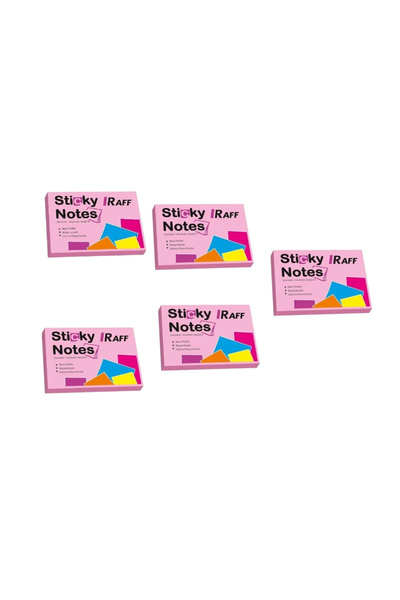 Raff Sticky Note Paper (75 mm X 50 mm) Neon Pink (5 Pieces)