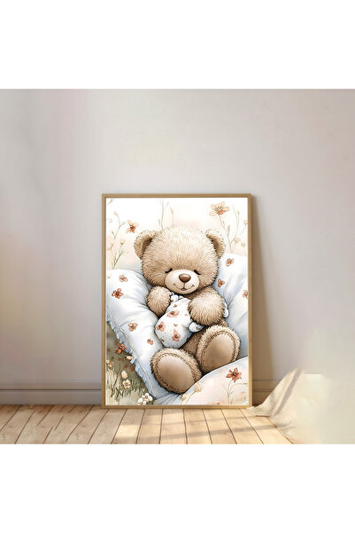 Dekorsiahome Pictură pentru cameră pentru copii cu ramă din lemn dintr-o sing...