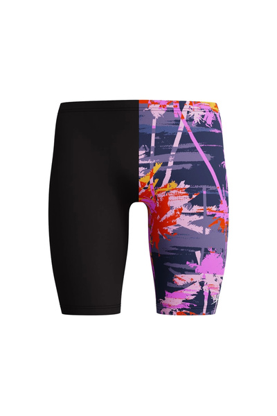 SPEEDO Allover Digi Jam-Mer Boy's Swimmer Swimsuit Black-Purple