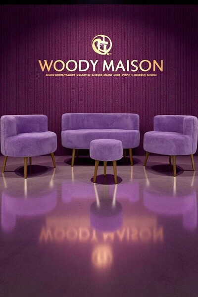 WoodyMaison Summer Çay Seti Koltuk Takımı Puf Berjer Ofis Balkon Cafe Bahçe S...