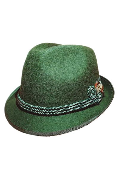OEM Pălărie Clop cu șnur și pană ,culoare verde ,100 % lana ,marime 53