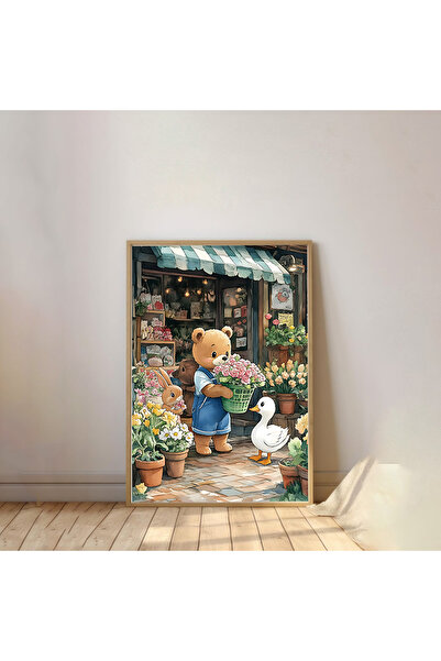 Dekorsiahome Pictură pentru cameră pentru copii cu rame din lemn dintr-o sing...