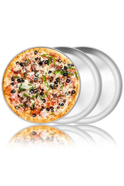 Generic مجموعة من 3 صواني خبز بيتزا مقاس 12 بوصة، صينية خبز بيتزا مستديرة من ...