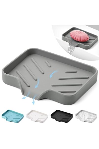 Generic 1 قطعة من صينية صابون سيليكون رمادية - طبق صابون ذاتي التصريف - حامل ...