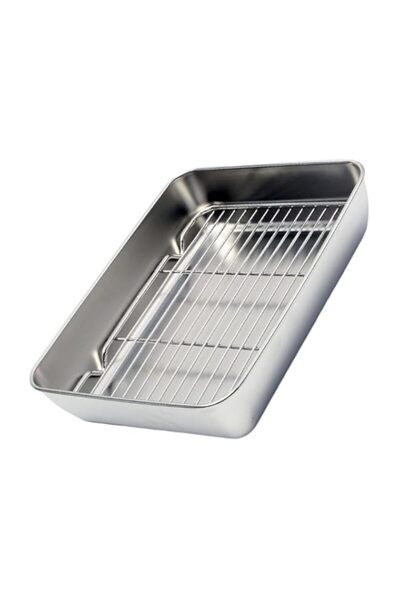 Generic 1set Japanese Style Stainless Steel Baking Tray with Nonstick Roastin...