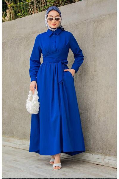 STİLZERAFET Half Placket Button-Up Tie Back Dress