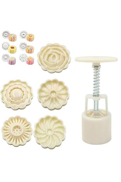 Generic قوالب كعك القمر على شكل زهور وردية ثلاثية الأبعاد، أداة تقطيع المعجنا...