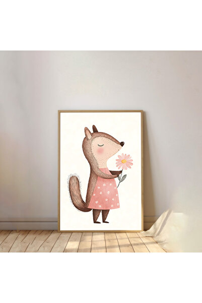 Dekorsiahome Pictură pentru cameră pentru copii cu rama din lemn dintr-o buca...