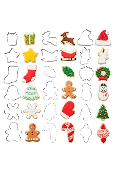 Generic قوالب بسكويت معدنية للعطلات من ويلتون، 18 قطعة، فضية، 1.8542000000000...