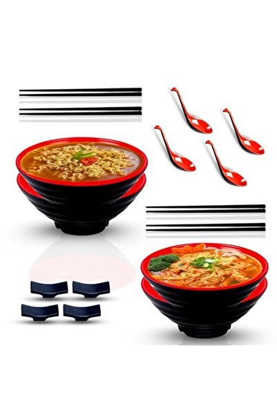 Generic أوعية رامين روهجان مع عيدان تناول الطعام، وملاعق وحوامل 32 أونصة، مجم...