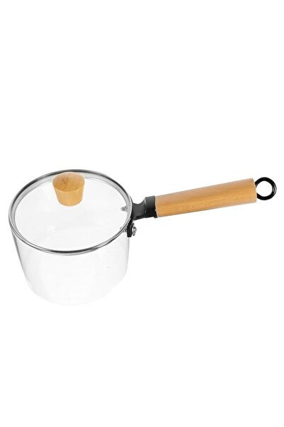 Generic NOLITOY Glass Pot With Wood Handle - Kitchen Saucepan for Milk, Soup,...