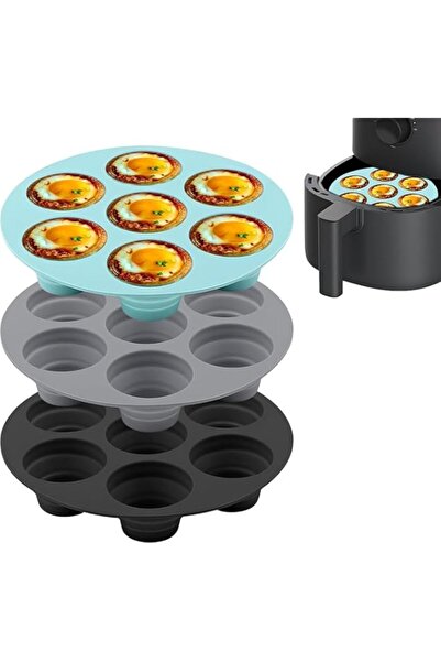 Generic 3 قطع من قوالب الكعك المصنوعة من السيليكون للقلي الهوائي للخبز، 7 قوا...