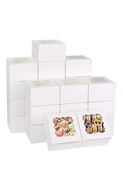 Generic 20 قطعة من صناديق الخبز البيضاء مقاس 4 بوصات وصناديق البسكويت وصناديق...