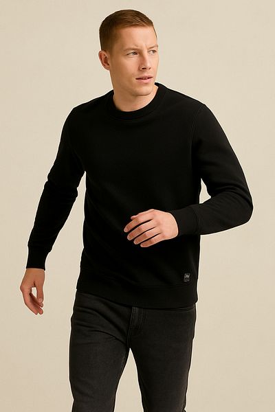 Giyim Dünyası Men's Three Thread Unsharmonized Sweatshirt Black