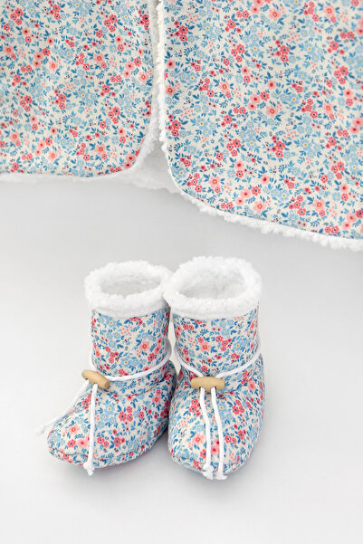 HAMUR Unisex Vest and Booties Set Set of 2 Double Sided Buttoned Newborn Cotton Sheep Hair Loom