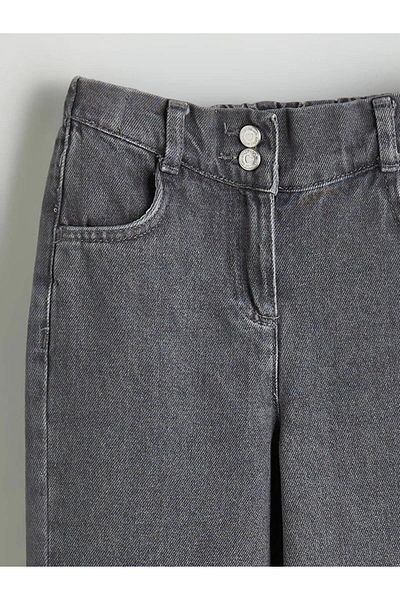 LC Waikiki LCW Kids Indigo Pantaloni de jeans pentru fete cu talie reglabila elastica