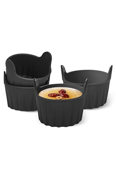 Generic نالاينا 4 قطع من أكواب سلق البيض السوداء للمقلاة الهوائية - قوالب سيل...