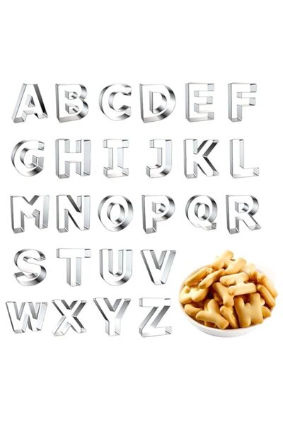 Generic مجموعة قوالب بسكويت على شكل أحرف أبجدية، قوالب بسكويت من الفولاذ المق...