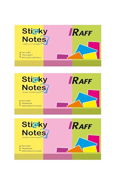 Raff Sticky Note Paper 3 Colors (40 mm * 50 mm) Neon Colors (3 Pieces)