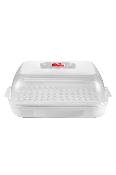 Generic Microwave Steamer with Lid and Tray, Large Square Drain Basket, Veget...