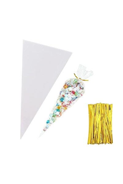 Generic DAYONG 100ps Cone Cellophane Bags,18 * 37 Clear Cone Shaped Treat Bag...