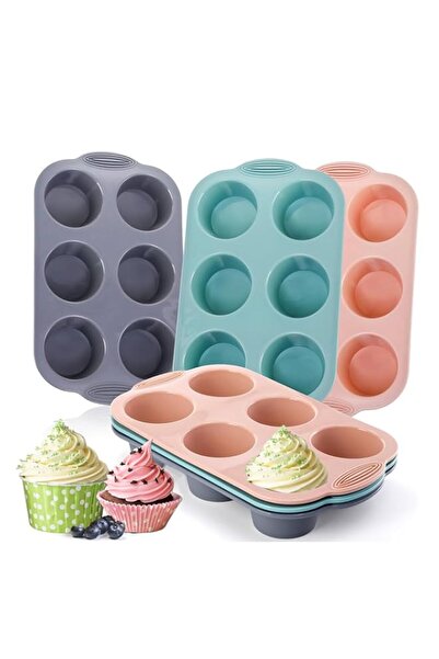 Generic صينية خبز سيليكون SPNOR، صينية خبز غير لاصقة ذات 6 تجاويف للمافن والك...