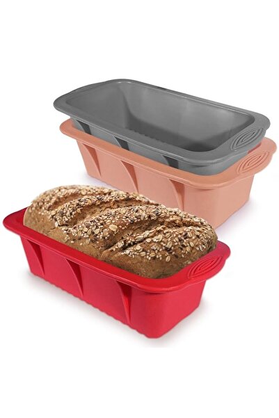 Generic مجموعة من 3 قوالب خبز من UOUYOO، قوالب سيليكون للخبز، قوالب خبز سيليك...